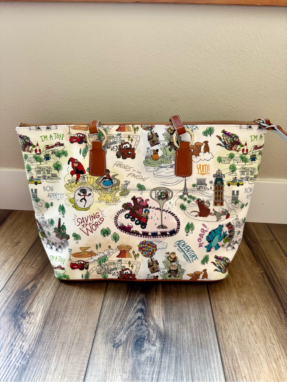 Disney Pixar Maps Dooney & Bourke Tote | EUC | Zip Closure | Blue Lining - Picture 7 of 14